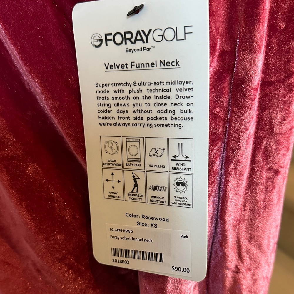 FORAY GOLF Velvet Funnel Neck in Rosewood - LPGA logo - Picture 12 of 13